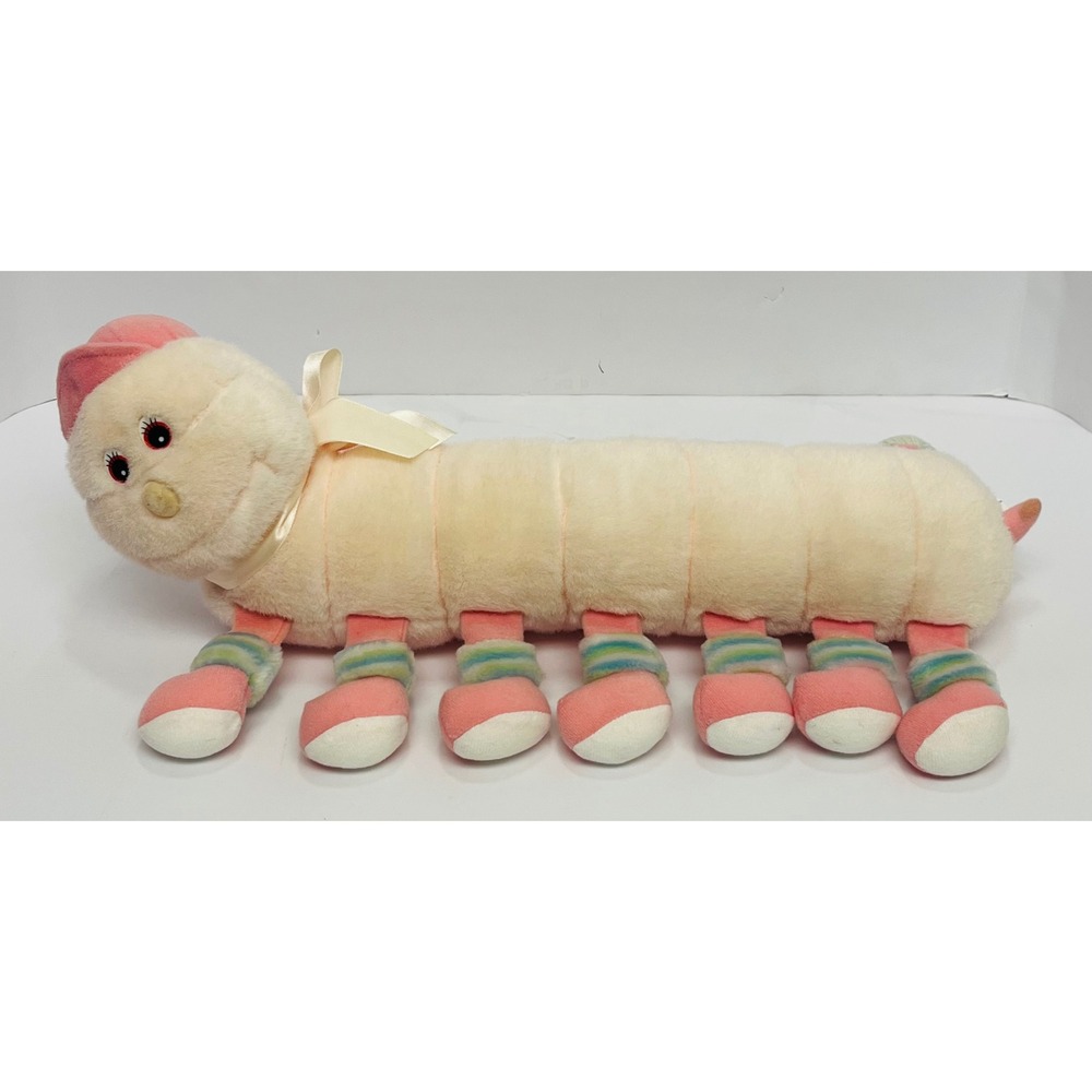 Vintage 1989 San Francisco Music Box Co Caterpillar Plush Rainbow 16"